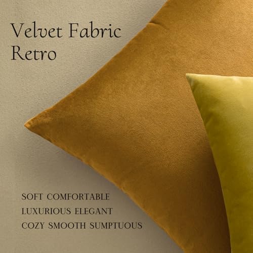 MIULEE Velvet Throw Pillow Covers 20x20 Inch Pack of 2 Mustard Yellow - Image 7