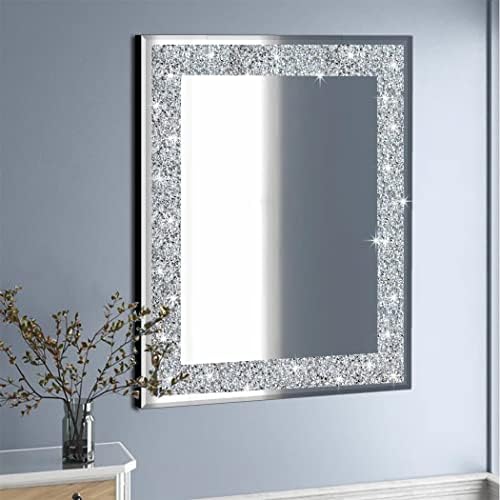 QMDECOR Crystal Crush Diamond Rectangle Silver Mirror for Wall Decoration 24x32inch Wall Hang Frameless Mirror Acrylic Diamond Decor. - Image 5