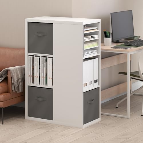 Furinno Viola Book Shelf, 3-Tier Bookshelf, Cube Storage Organizer Bookcase with Open Shelf, with Storage Bins, 13.6 x 29.3 x 43.8, for Living Room, Bedroom, Home Office, White/Light Grey - Image 2