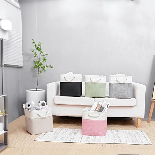 Cube Storage Bins, Collapsible Fabric Storage Cubes Bins, 11 Inch Cube Storage Bins with Handles, Foldable Storage Cubes (Pink, 10.5 * 10.5 * 11inch) - Image 2