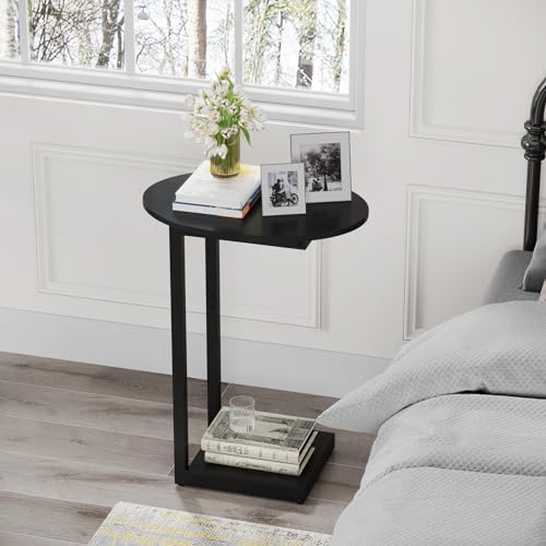 Hosfais Small Side Table End Table, C-Shaped Couch Tables - Image 3