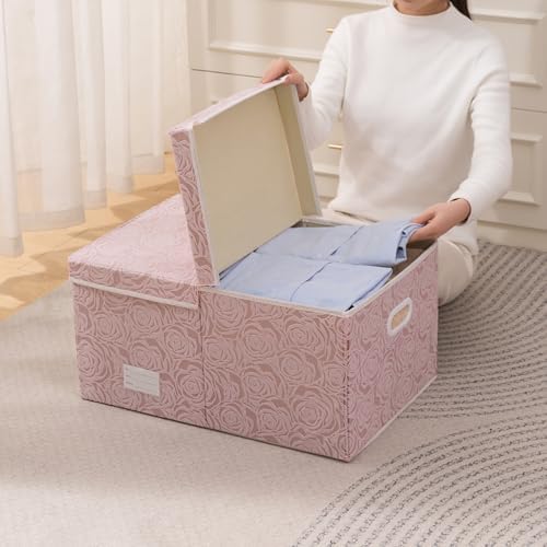 PRANDOM Jumbo Collapsible Storage Boxes with Lids Fabric Decorative Storage Bins Cubes Organizer Baskets with Cover Handles Divider for Bedroom Closet Living Room 23.2x15.7x11.8 Inch 3 Pack - Image 7