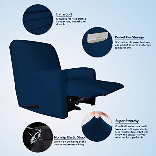 PureFit Stretc Recliner Chair Covers Fleece Soft Couch Covers for Sofa - Image 3