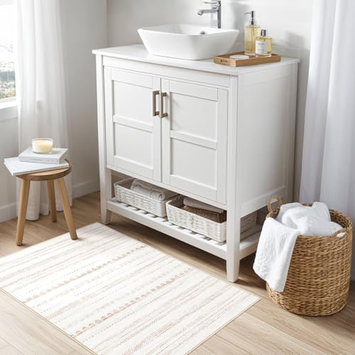 Nakagishi Boho 2x3 Washable Area Rug Non Slip Carpet for Entryway Beige - Image 5