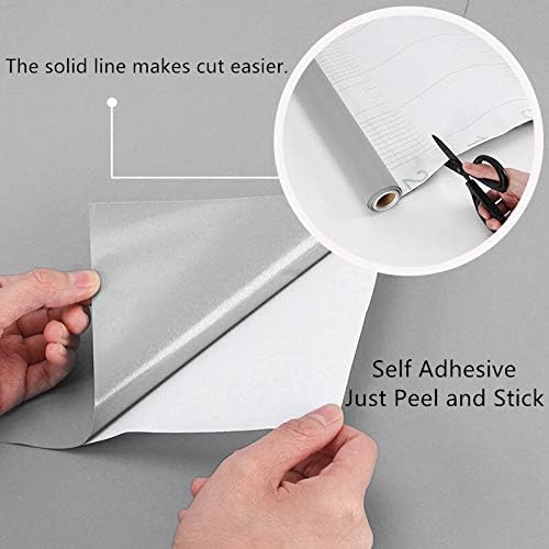 practicalWs Gray Self-Adhesive Wallpaper Film Stick Paper Easy to Apply | Peel And Stick Wallpaper Shelf Liner Table Cabinet and Door Reform Wall paper 15.75 Inch By 9.8 Feet - Image 6