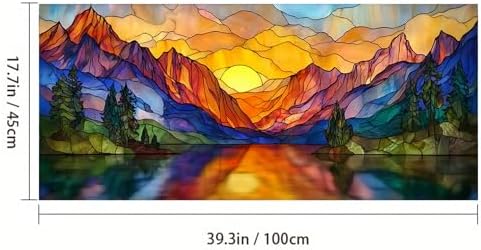 HOMETITUTE Mountain Sunset Stained Glass Window Cling 39.3x17.7 Inch PVC - Image 3