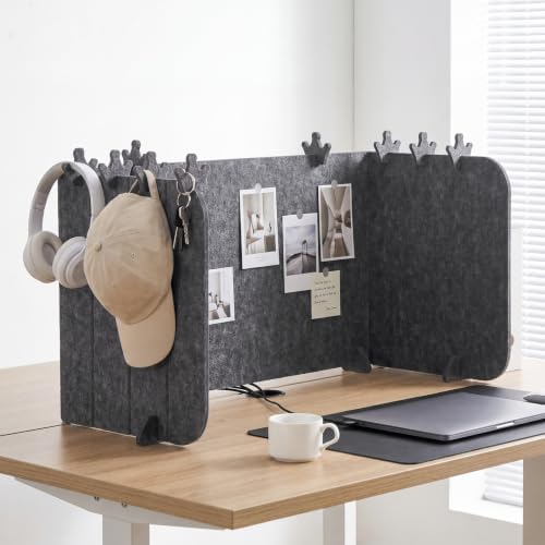 Foldable Felt Desk Privacy Panel 16 x 48 Inches, Acoustic Partition, Noise Reducing Desk Divider, Privacy Table Screen with 4 Bases & 8 Mini Crown Clips for Open Workspace Office Home - Image 6