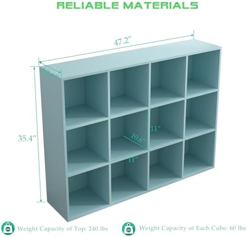 OSCHF 12-Cube Storage Shelf Bookcase, Light Blue - Image 3