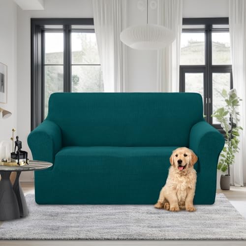U-NICE HOME Loveseat Cover Stretch Couch Cover Sofa Slipcover, Blue - Image 2