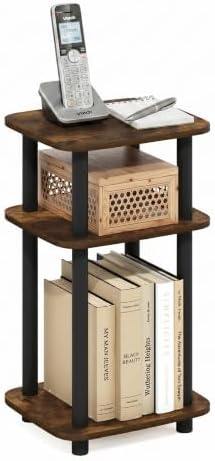 Furinno JUST 3-Tier Telephone Table, Turn-N-Tube Toolless Side Table with Open Shelf, Round Curve Corner Night Stand, Bedside Table, for Living Room, Bedroom, Amber Pine by Furinno-FitsYourSpaceFitsYourBudget