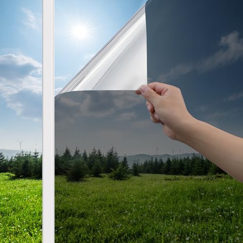 Haton Window Tint for Home, One Way Film, Black Silver 23.6" x 157.4" by HatonHomeDecor