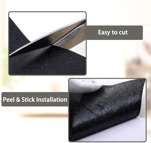 QDYMXUN Pure Black Silk Grain Peel & Stick Wallpaper Border, PVC Self Adhesive Removable Contact Paper, Waterproof Mirror Frame Sticker for Bathroom, Kitchen and DIY Decor (394''L x 1.97''W) - Image 4