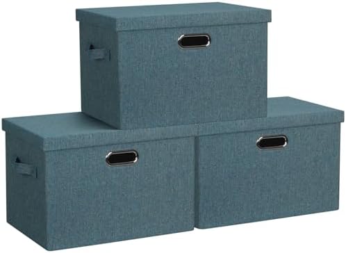 Storage Bins with Lids Fabric Closet Organizers Cubes Office Organization by GraciadecoStorage