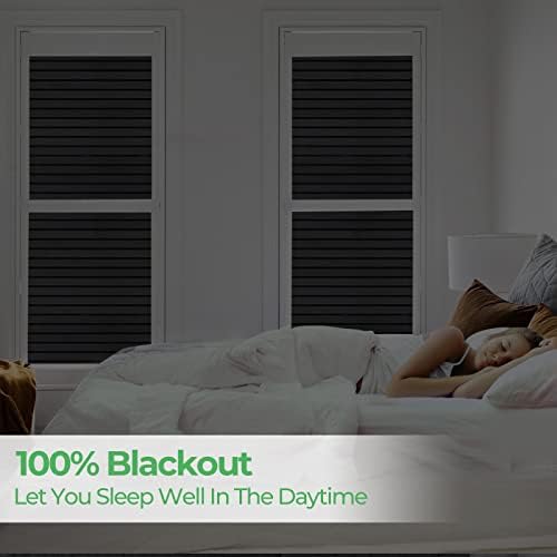 Blackout Frosted Privacy Film: 100% Room Light Darkening Black Out Tint Self-Adhesive Static Cling Window Cover Stickers 118.1 x 29.5 Inch - Image 2