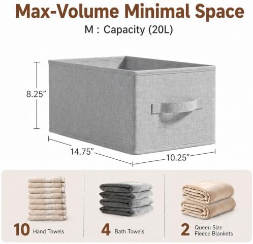 3-Pack Closet Storage Bins, Foldable Fabric Storage Baskets, Gray - Image 2