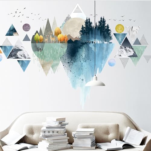 Nordic Geometric Wall Stickers Mountain Wall Decal Murals Peel and Stick | 33 x 49in DIY Removable 3D Wall Art Stickers Home Decor for Office Bedroom Nursery Living Room - Image 4