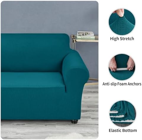Joccun Stretch Chair Couch Cover,1-Piece Sofa Slipcover Spandex Jacquard Fabric Sofa Covers with Elastic Bottom,Washable Furniture Protector for Dogs,Cats,Kids(Armchair,Peacock Blue) - Image 5
