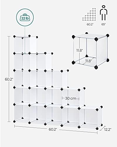 SONGMICS 16 Cube Storage Organizer，Plastic stackable cube shelf - Image 3