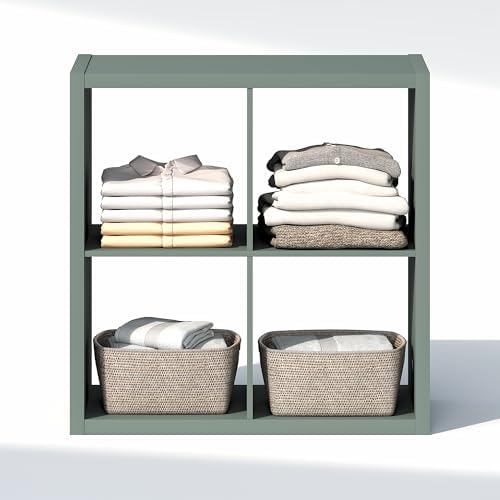 Furinno Cubic Extra Thick 4-Cube Closet Organizers and Storage, Sage Green - Image 6