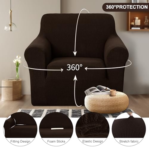 U-NICE HOME Stretch Recliner Chair Cover Armchair Slipcover, Chocolate - Image 3