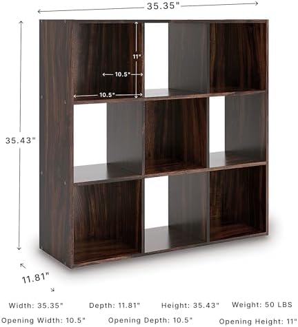 Signature Design by Ashley Glosmount 9 Cube Storage Organizer or Bookcase, Cherry & Light Brown - Image 3