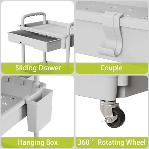 Sorgion 5 Tier Rolling Cart Organizer,Bathroom Cart Organizers with Wheels Laundry Room Organization Mobile Shelving Unit Utility Cart Storage Shelves Multi-Functional for Office, Home(Grey) - Image 4