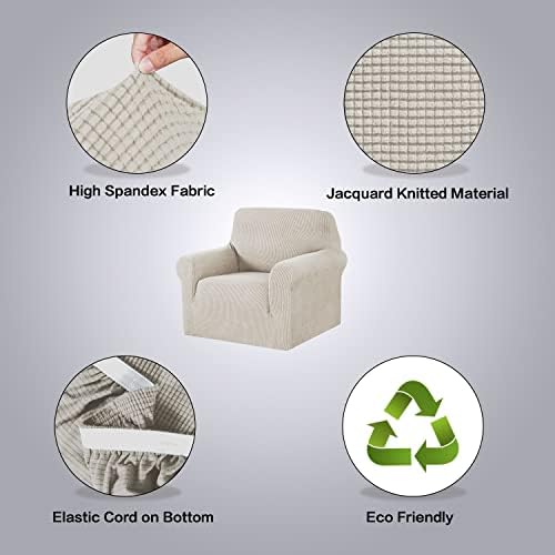 H.VERSAILTEX Armchair Cover High Stretch Sofa Slipcover 1 Piece Couch Covers for Dogs Sofa Durable Spandex Fabric Non Skid Machine Washable(Armchair 31"-40", Island Fossi) - Image 4