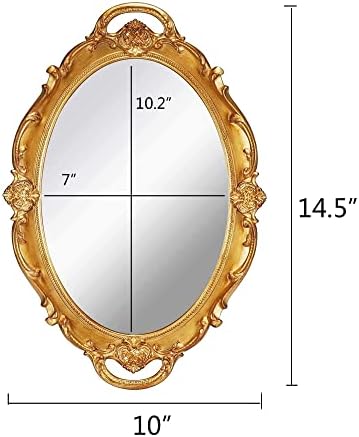YCHMIR Vintage Mirror Small Wall Mirror Hanging Mirror 14.5 x 10 inchs Oval Gold - Image 4