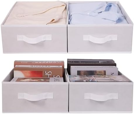 Clothings Collapsible Storage Bins, Foldable Organizers and Storage Baskets Cube Storage Bin for Bedroom Living Room (4 Pack) (White, 15.4x11.4x5.5inch) - Image 2