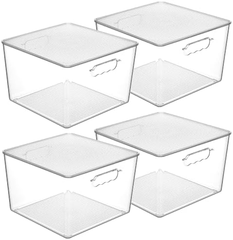 Vtopmart 4 Pack Extra Large Clear Stackable Storage Bins with Lids for Cube by Vtopmart