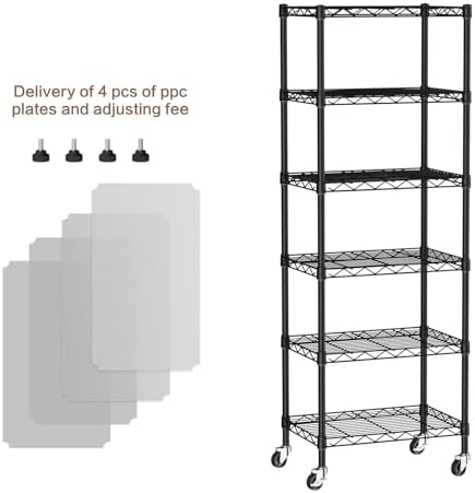 Golpart Small Shelves Storage Wire Metal Adjustable Shelf Unit with Wheels - Image 4