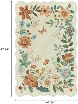 Lahome Floral Bedroom Rug, 4x6 Washable Rugs for Living Room Dining Room - Image 2