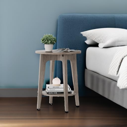 VASAGLE Round Side Table with Lower Shelf, End Table for Small Spaces - Image 6