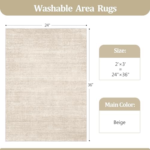 Valenrug 2x3 Rug Non Slip, Small Washable Entryway Rug Indoor Doormat Beige - Image 2