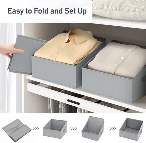 DIMJ Closet Storage Bins 10 Pack - Fabric Storage Baskets for Shelves, Collapsible Clothes Organizer with Handles, Trapezoid Shelf Organization Storage Cubes for Purse, Toys, Books, Towel, Clothes - Image 4