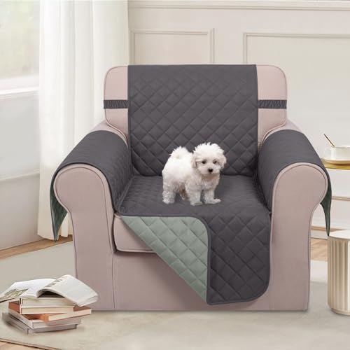 U-NICE HOME Reversible Recliner Chair Covers, Dark Grey/Light Grey - Image 2