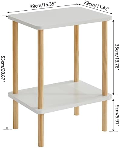 IBUYKE 2-Tier Side Table, Wood End Table, White UWST002W - Image 3
