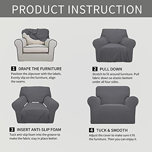 Easy-Going Stretch Oversized Chair Slipcover with Arm Washable Gray - Image 6