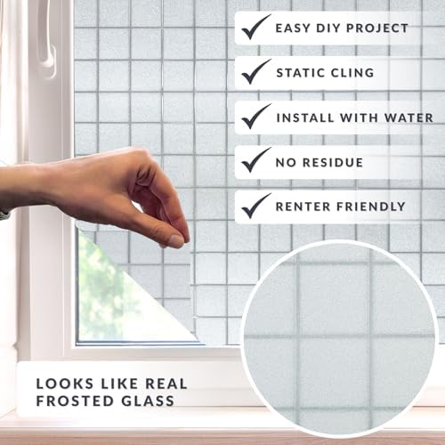 Frosted Squares Light Effects Window Privacy Film by Artscape - Decorative Frosted Glass Design, Static Cling, Allows Natural Light in, Reduces Glare, Renter Friendly - 23.62 x 72 Inch - Image 2