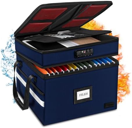 Fireproof File Oganizer with Lock, 2 Layer Fireproof Document Box Storage by Laktru