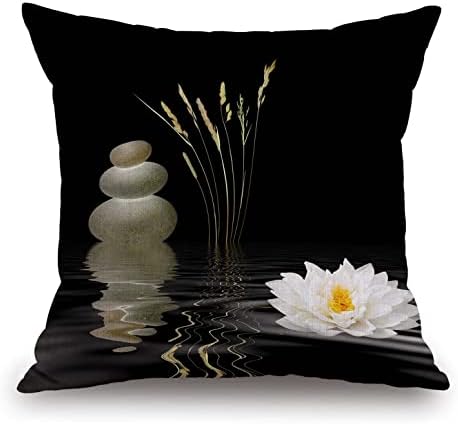 TSSOHU Decorative Throw Pillow Cover Asian Zen Stone, Pillow Covers 18"x 18" Meditation Japanese Lotus Spa Room Decor for Living Room Couch Cushion Bed Indoor Outdoor Home Decor by TSSOHU
