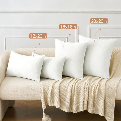 MIULEE Soft Chenille Lumbar Throw Pillow Covers White 12x20 Inch Pack of 2 - Image 4