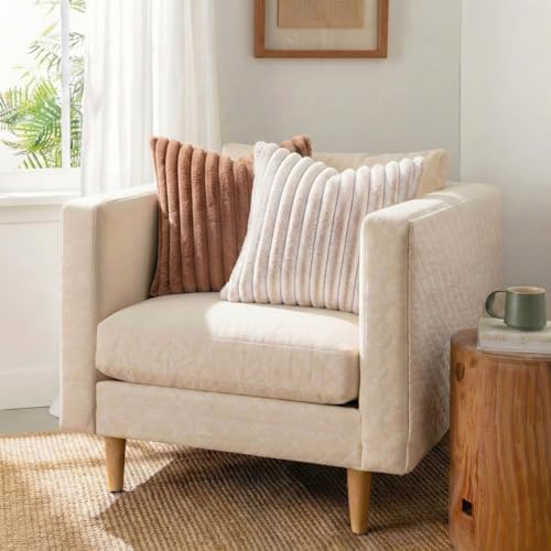 Pallene Faux Fur Decorative Throw Pillow Covers 12x20 Set of 2, Brown - Image 4