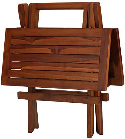Bare Decor Ravinia Folding Teak Small Table, Oiled Finish Brown - Image 3