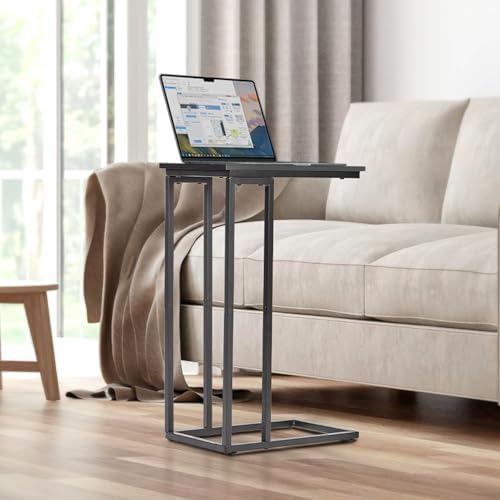 C-Shaped End Table - Slim Slide-Under Couch TV Tray Side Table - Image 2
