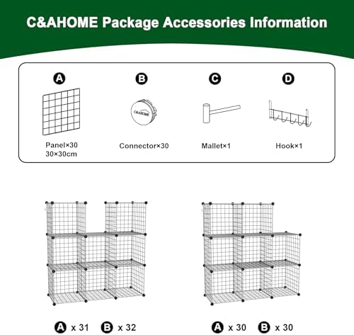 C&AHOME Wire Cube Storage, 8 - Cube Organizer Metal C Grids, Silver Gray - Image 7