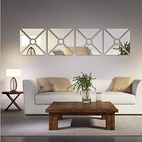 3D Mirror Wall Stickers, 4 Pcs Acrylic Square Geometric Pattern DIY Art Decals, Self Adhesive Mirror Plastic Wall Sheet Tiles Home Decoration for Living Room Bedroom Stair Wall Decor (Triangle- 4pcs) by Unknown