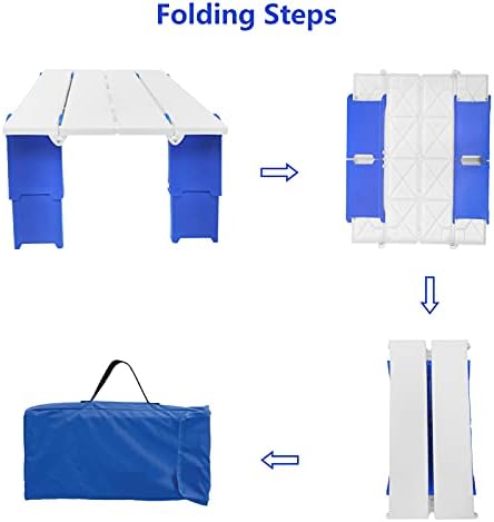 Modern-Depo 15.9"x14.2"x9.6" Large Portable Folding Beach Table for Sand Foldable Height Adjustable Side Table Desk for Camping Picnic BBQ with Carry Bag, Blue - Image 4