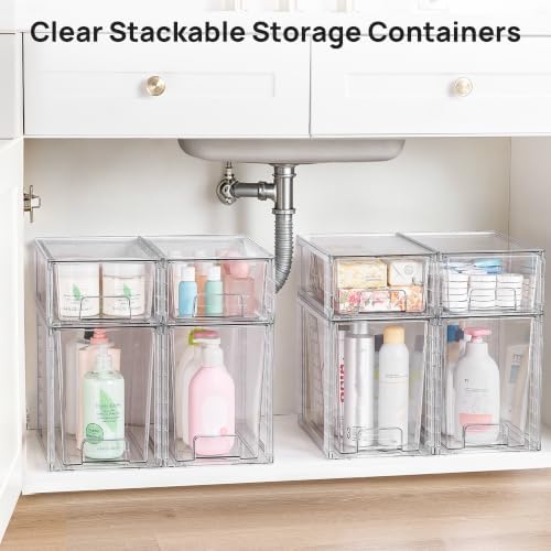 Vtopmart Clear Stackable Storage Drawers, 8 Pack Tall Organizer Set - Image 4