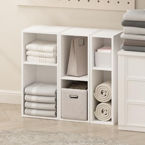 Furinno Reed 2-Tier Closet Organizers and Storage, Closet Organizer, Open Shelf Closet Storage, for Wardrobe, Bedroom, Living Room, 8-Inch Width, White - Image 3